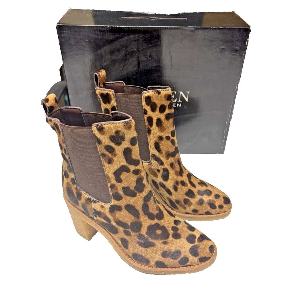 Lauren Ralph Lauren Marianna Leopard Leather Calf Hair Women’s Boots Size 8B NIB